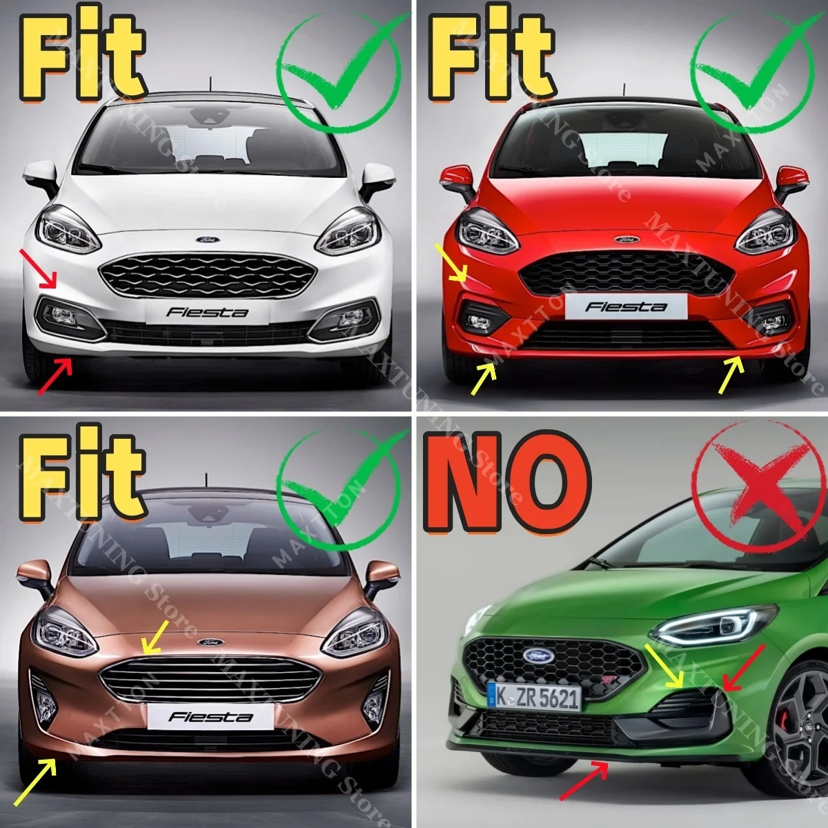 2pcs Maxton Style Eyelids Eyebrows for Ford Fiesta MK8 ST / ST-LINE / STANDARD 2017-2021 Headlight Trim Spoiler Splitter BodyKit view 2
