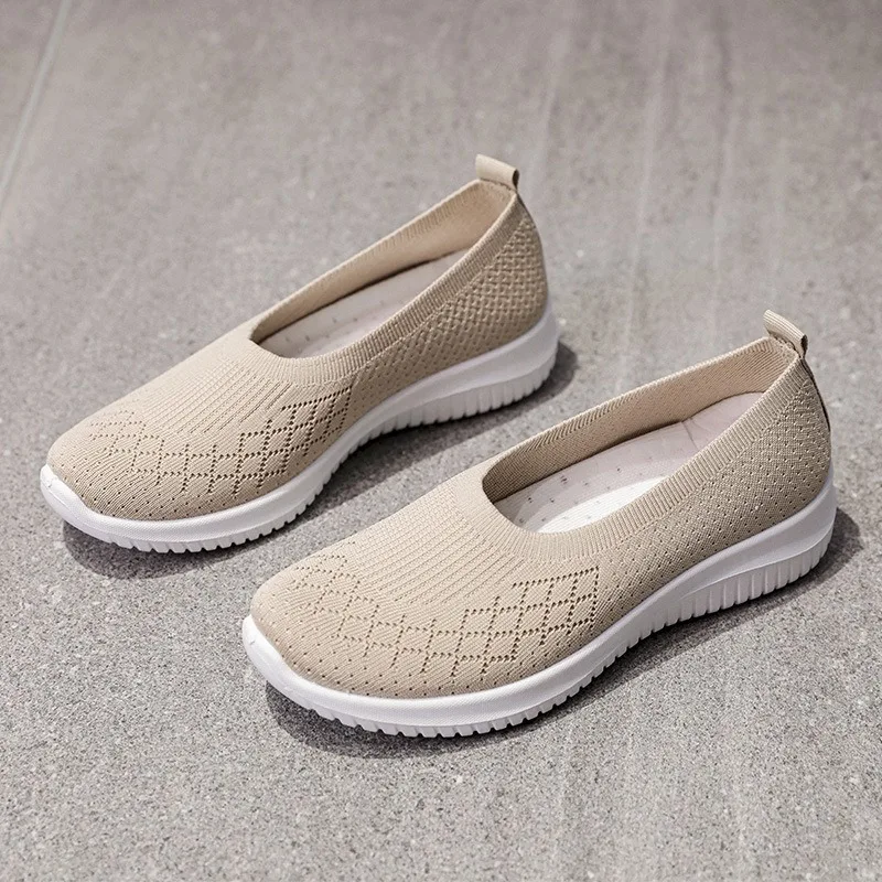 Women Mesh Flat Shoes Autumn New Fashion Soft Sole Large Size 40 Casual Mesh Sports Breathable Vulcanized Women Low Heels