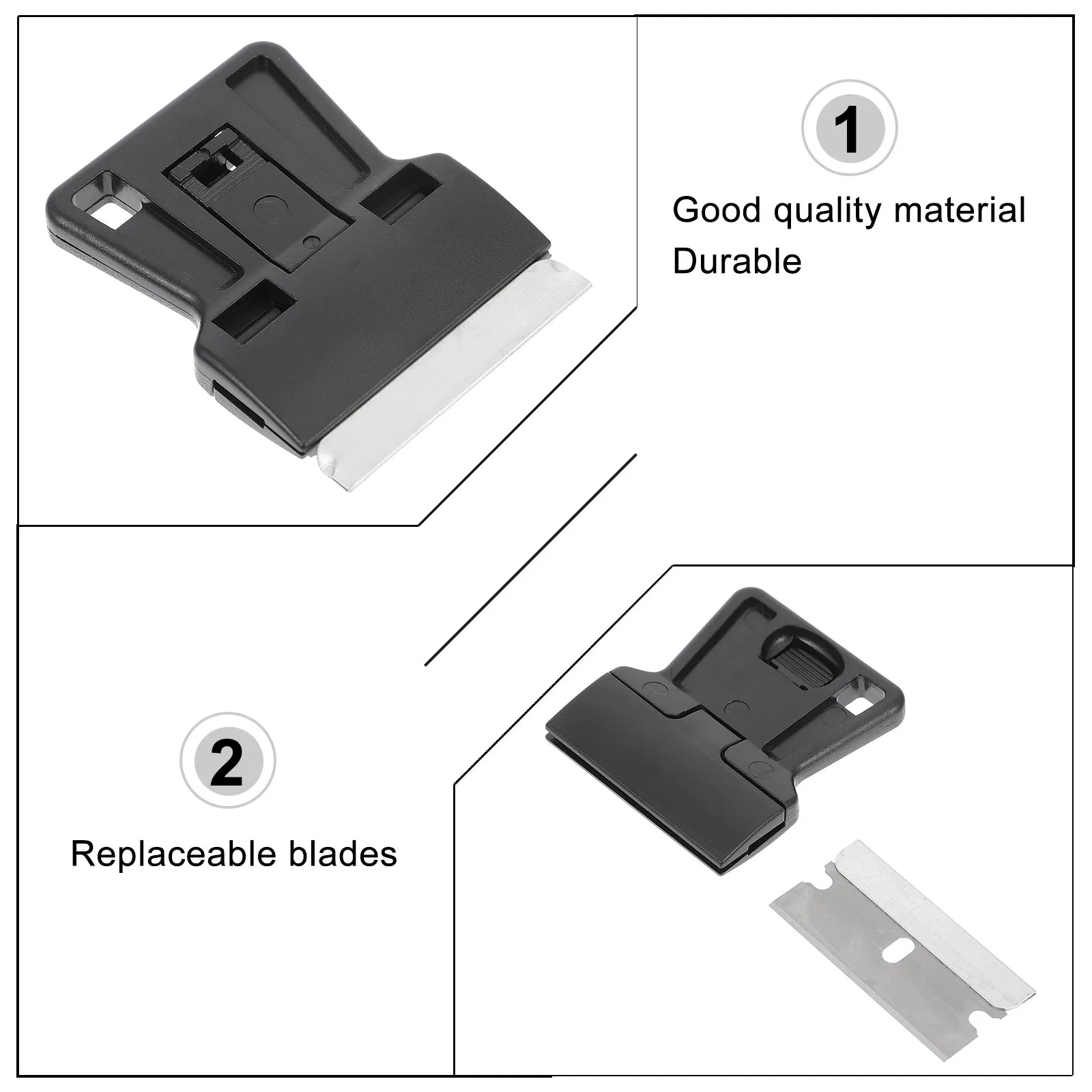4pcs Cleaning Scraper Ergonomic Handle Sticker Removal Tool For Window Glass Tile Floor Multi-Purpose Razor Spatula