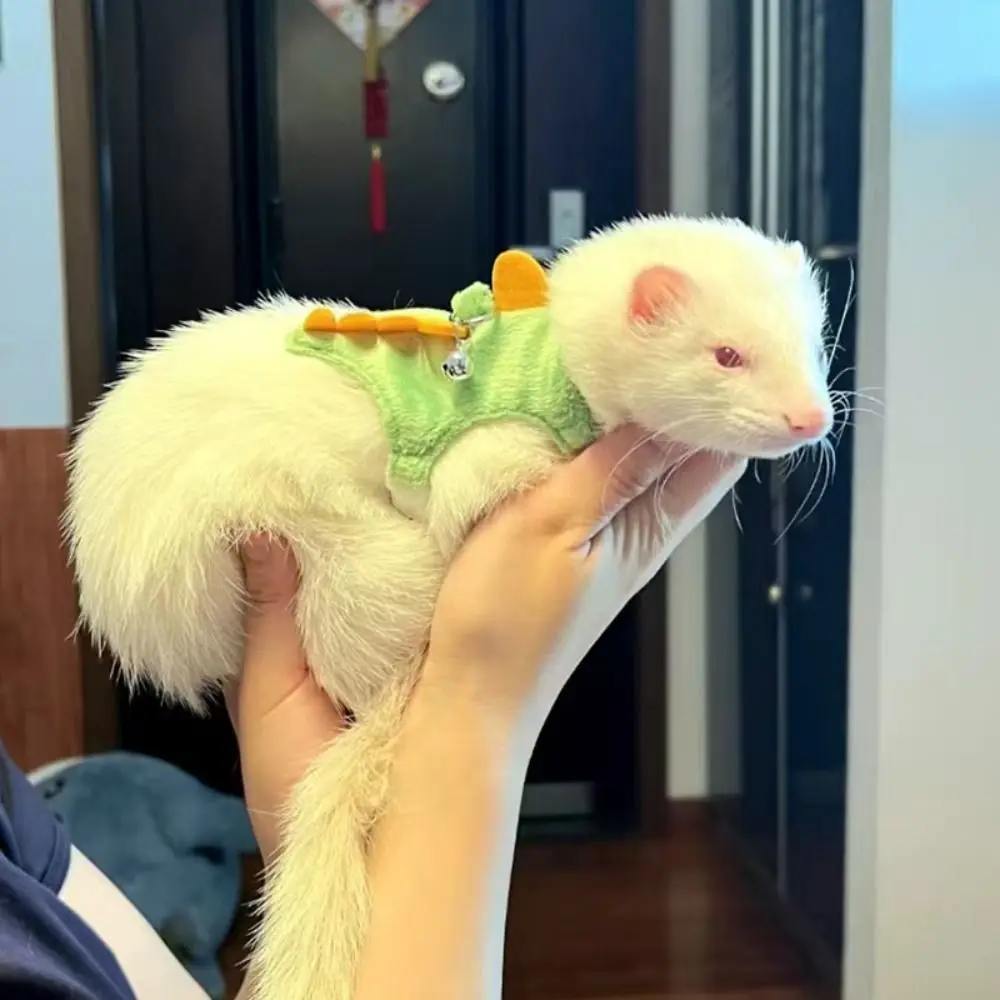 لينة الكرتون النمس سترة تسخير قابل للتعديل الفانيلا الهامستر حزام الصدر تصميم التنين مع جرس النمس الجر حبل التدريب