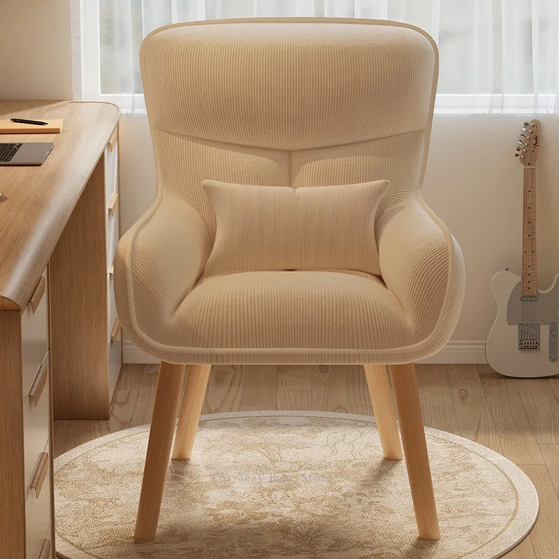 Comfortable Fabric Vanity Chair for Girls Bedroom, Dorm Study Desk Chair with Backrest, Home Computer Seat