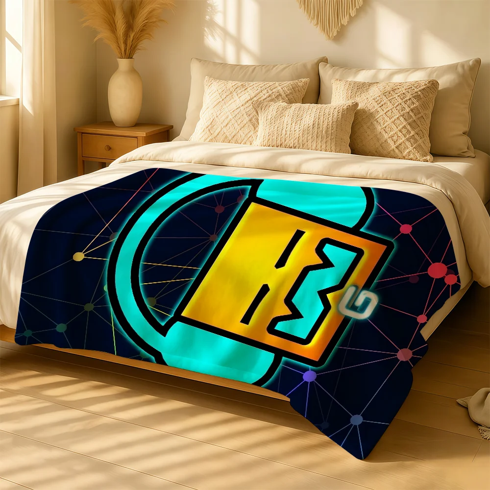 Game Geometry Dash Blanket For Plush Throw Soft Warm Knee For Bedroom Living Room Bed Sofa Camping Picnic Office Gift