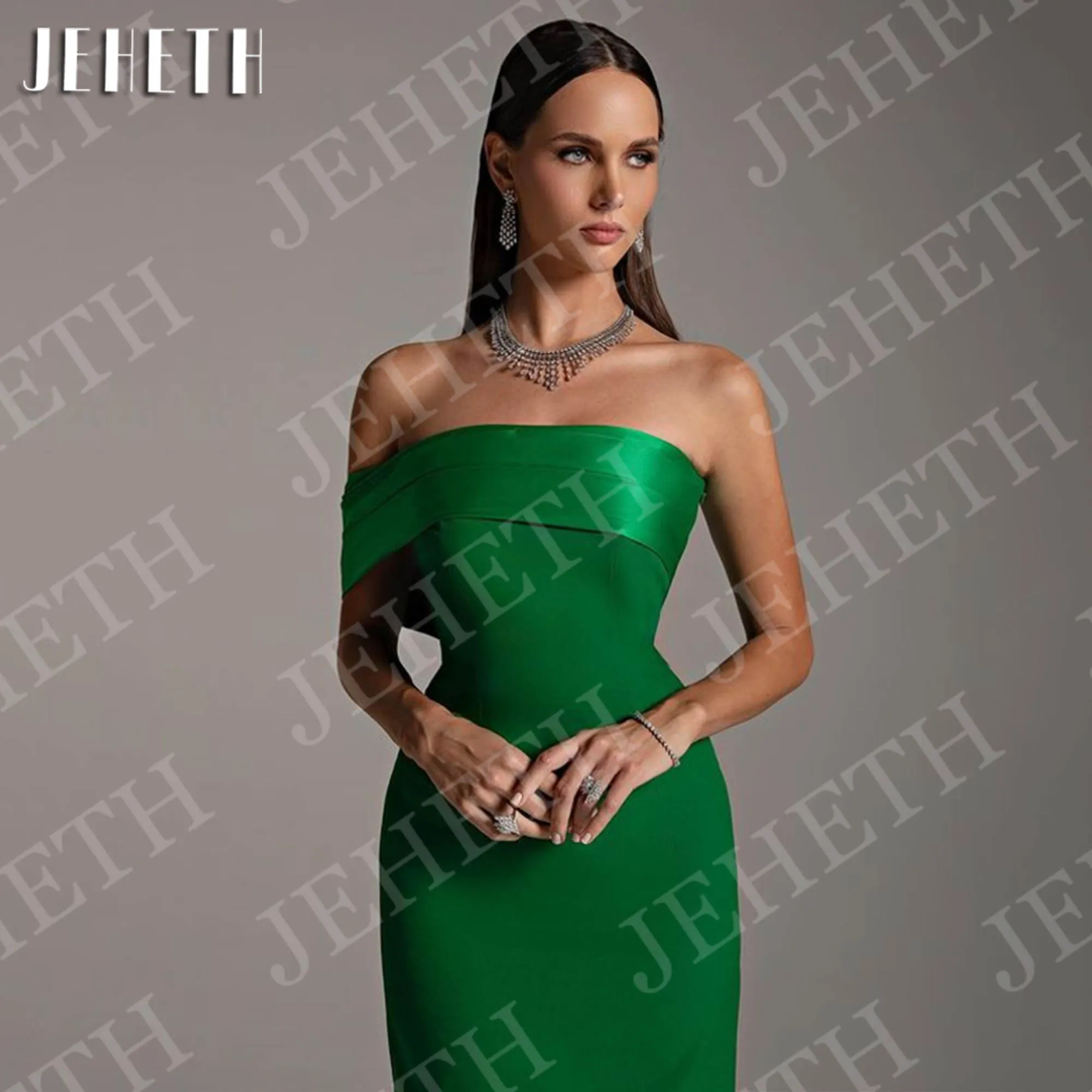 Guitar Hcondamned-Robe de Soirée Personnalisée pour Femme Tenue Sirène Verte, pour Occasions Spéciales Une épaule robe de soirée CRAPE femmes PARTY DRESS vert sirène occasion spéciale robe personnalisée