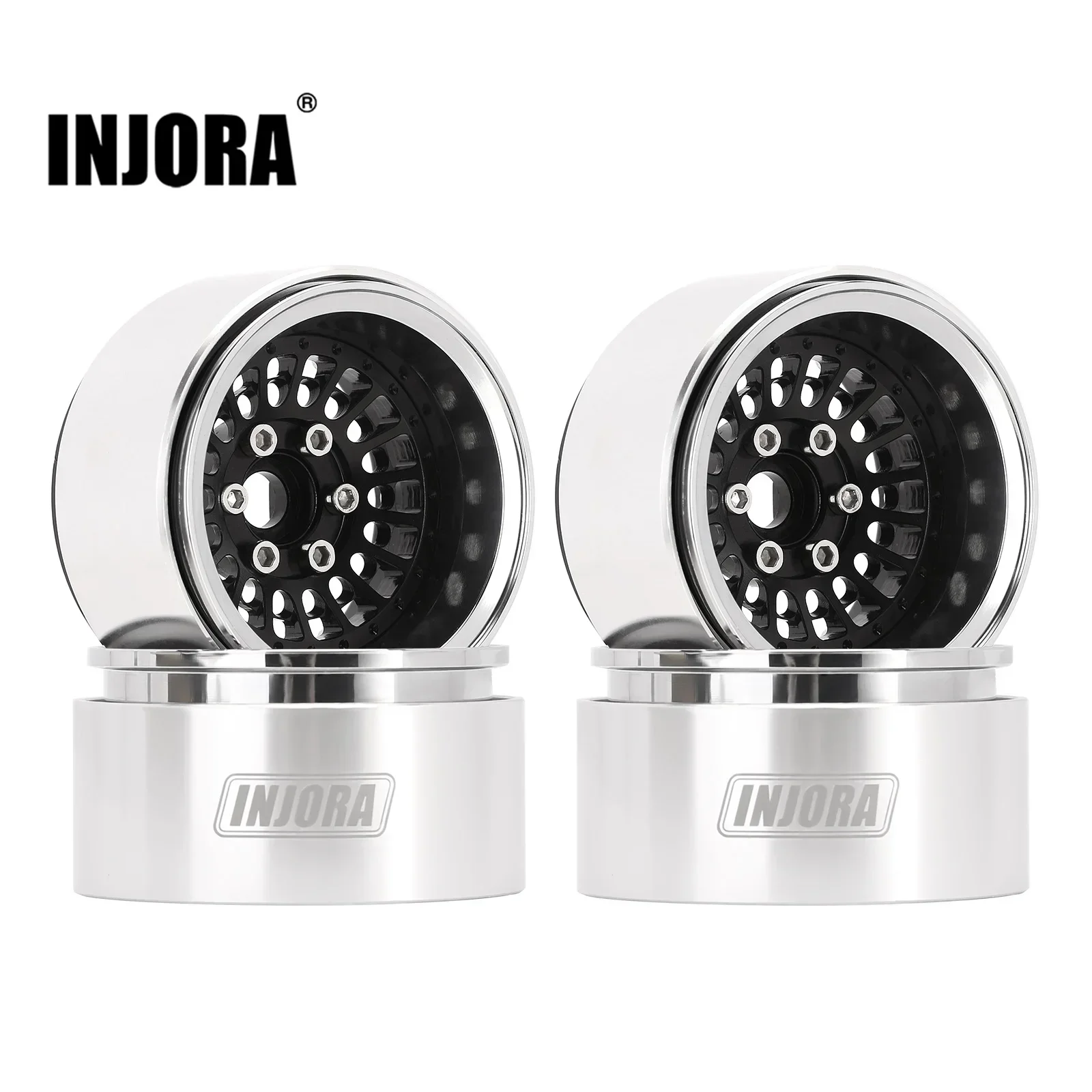 INJORA Offset -10mm aluminiowa turbina 1.9 "Beadlock felga do 1/10 gąsienica RC SCX10 Pro TRX4 VS4-10 Gen8 (W1955)