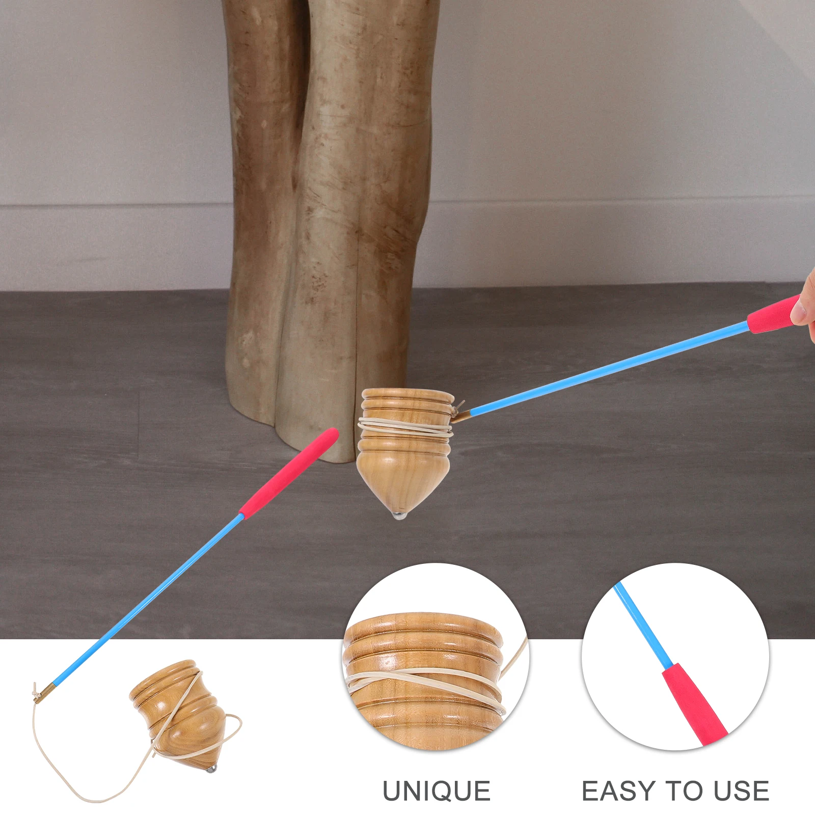 

Solid Wood Spiral Fitness Toy Overhead Peg-top Tops for Kids Wooden Bamboo Elderly