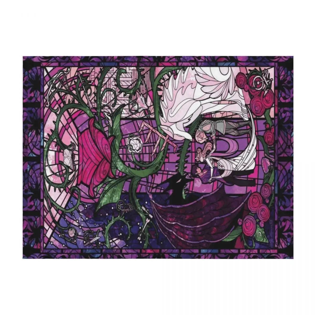 

A Court of Thorns and Roses Stained Glass Throw Blanket Designers Flannel Fabric Beautifuls valentine gift ideas Blankets