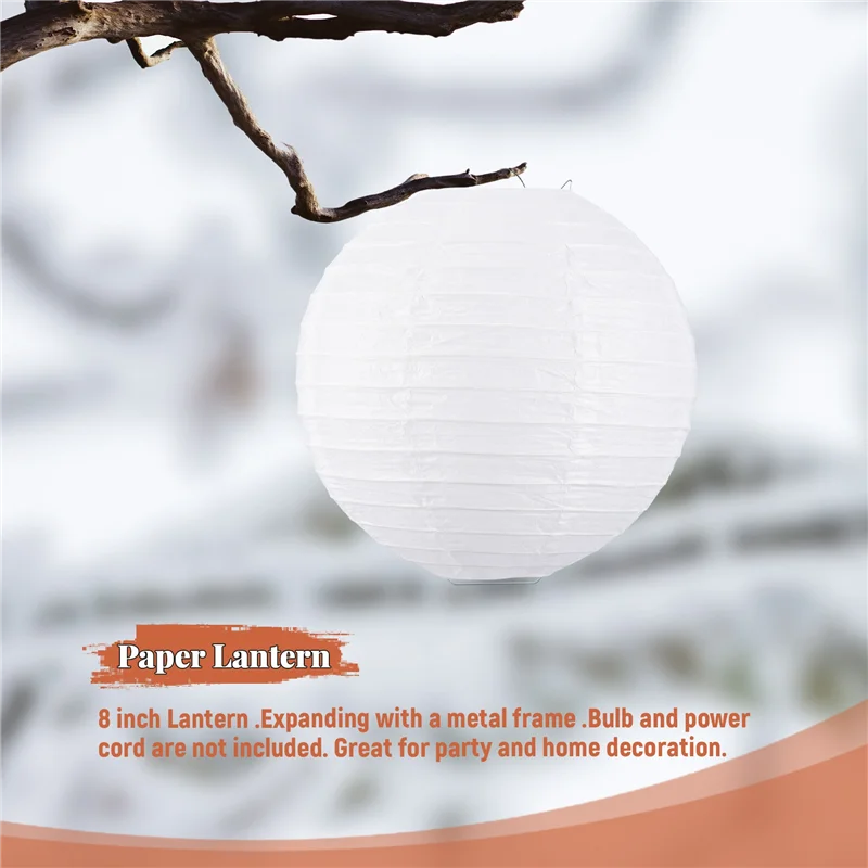 

LJL White Chinese/Japanese Paper Lantern/Lamp 8" Diameter