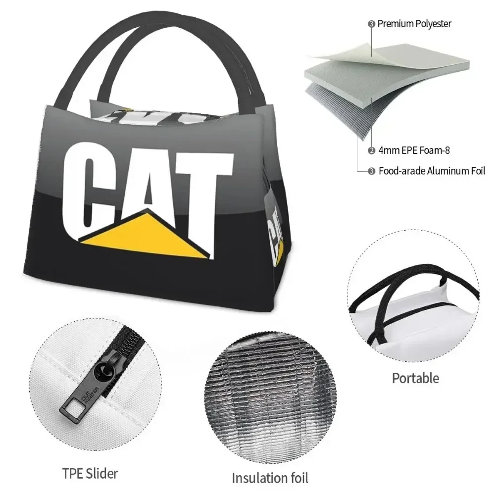 Borse per il pranzo con logo Cat-caterpillar Scatola Bento isolata Borsa per il pranzo riutilizzabile Borse da picnic Borsa termica più fresca per donna Studente Scuola