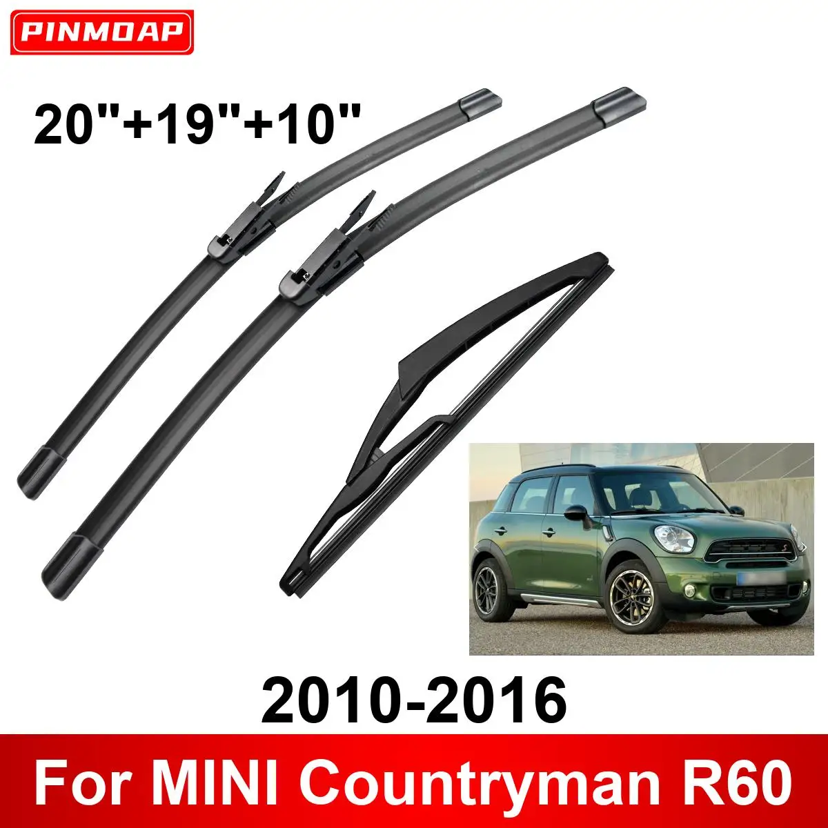 3PCS Car Wiper For MINI Countryman R60 2010-2016 Front Rear Wiper Blades Brushes Auto Accessories 2010 2011 2012