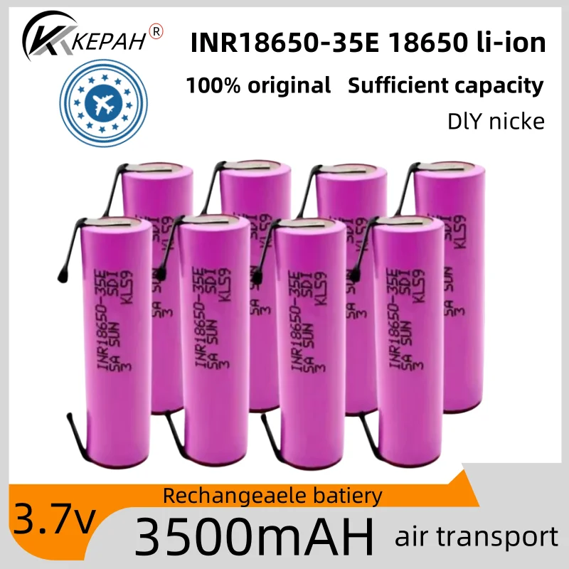 18650 FOR 35E 3500mAh 20Adischarge 3.7V INR18650-35E 18650 li-ion 3.7V battery rechargeable battery + DIY nicke