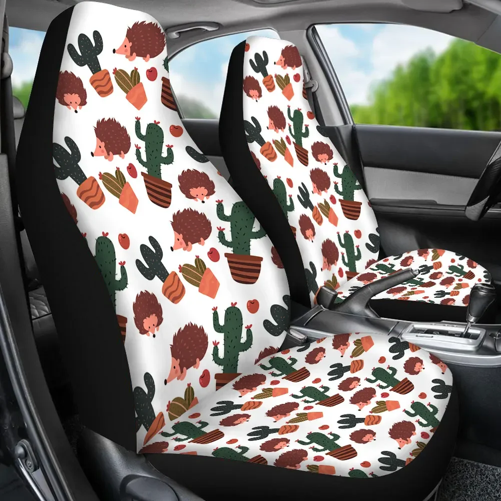 Cute Cartoon Hedgehog Cactus Design Anti-Slip Car Interior Decor Car Seat Covers Easy Clean Vehicle Seat Cushion Car Seat Covers