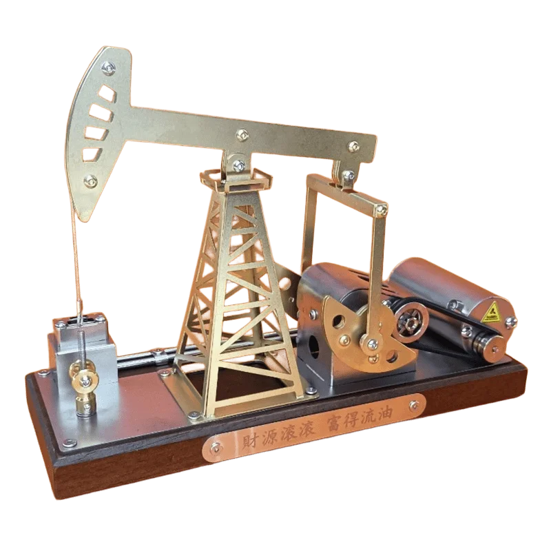 Stainless Steel Electric Pumping Unit Model Metal Ornament Toy Simulation Derrick Drilling Platform Craft