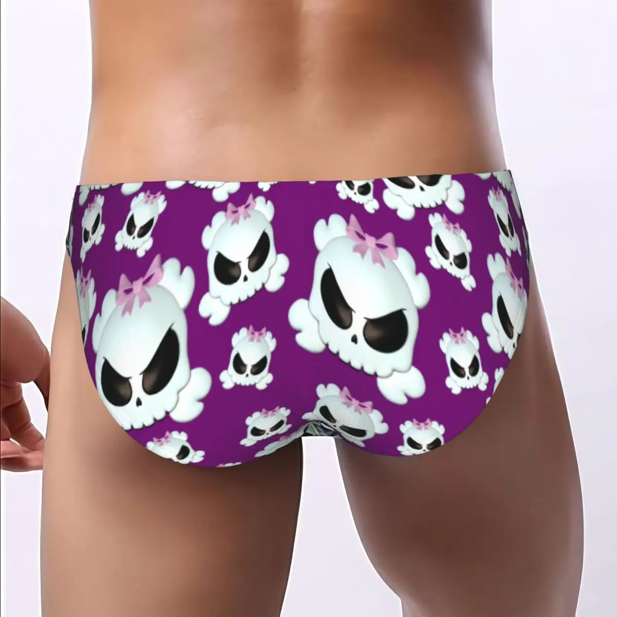 Men Bikini Briefs Skulls With Pink Bows Purple Male Underwear Breathable Underpants - view 3