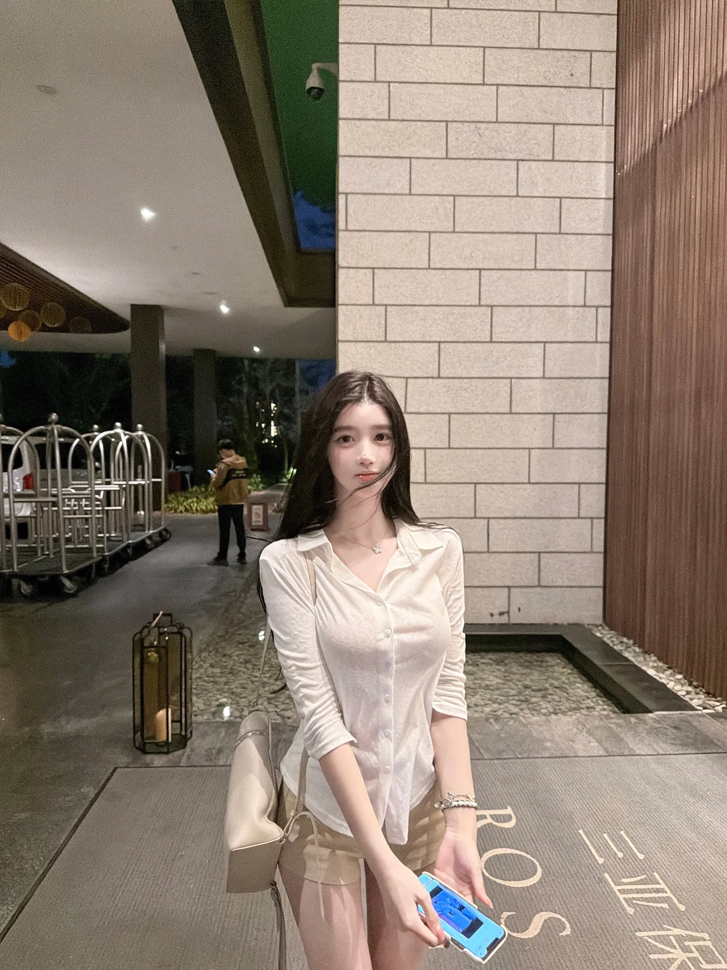 

Summer New White Women's Loose 70 Snowflake Cotton Semi-Transparent Mid-Sleeve Shirt Pure Desire Elegant Sexy Top Women's Blouse