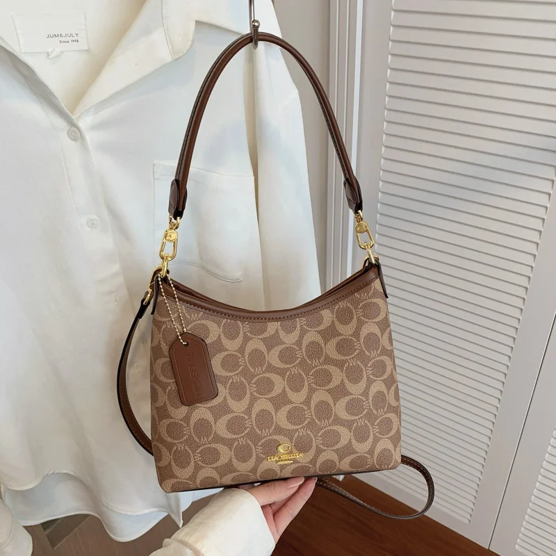 Vintage Geometric Print Hobo Bag For Women Retro Pattern Shoulder Bag Removable Strap Large Capacity Underarm Crossbody Handbag