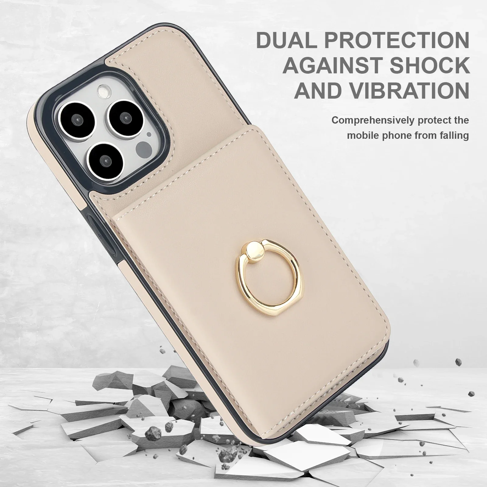 Ring Holder Cards Solt Wallet Leather Case For iPhone 15 Pro Max 14 Plus 13 12 11 XR XS 7 8 SE 2022 RFID Stand Bag Pocket Cover