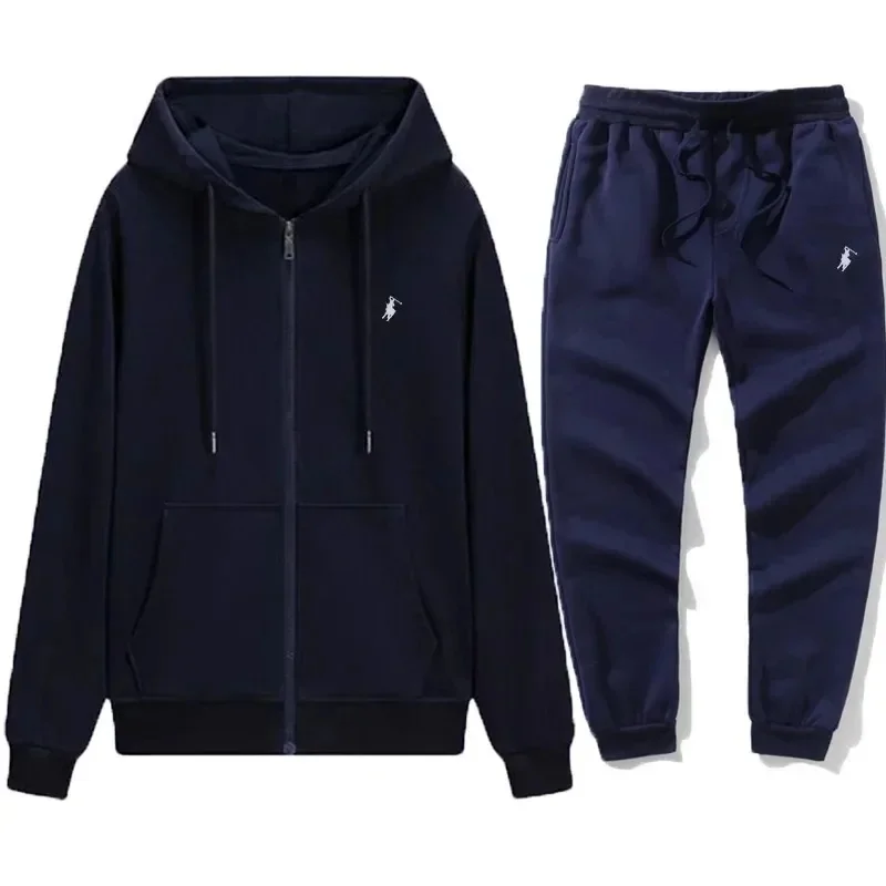 New Trendy Men's Sports Suit, Fashionable Autumn and Winter Outdoor Zipper Men's and Women's Casual Hoodie and Pants Two-Piece S