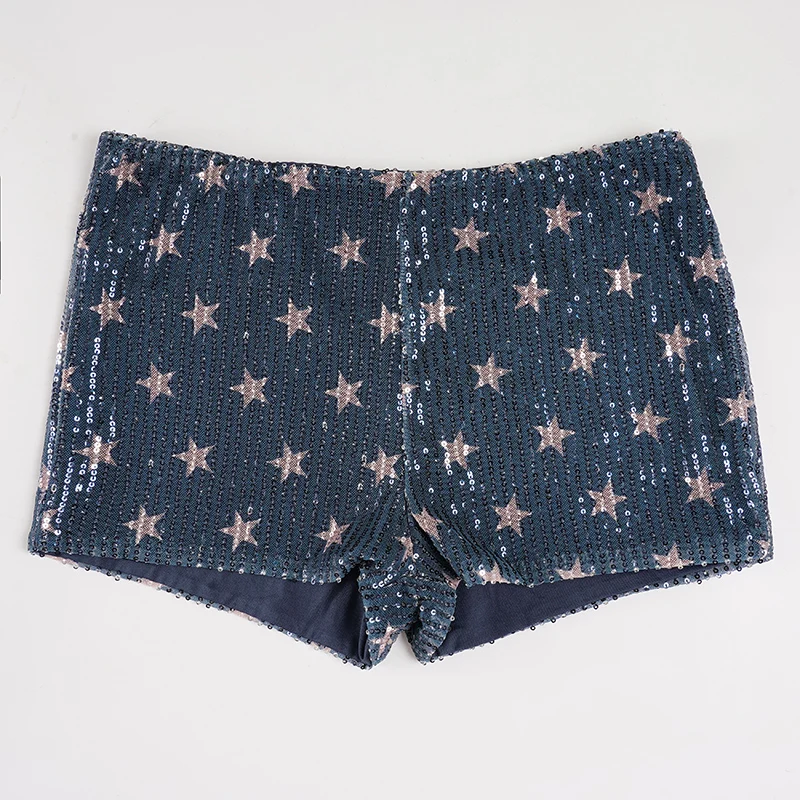 SUCHCUTE Star Print Sequin Mini Shorts For Women Sexy Low Waist Shorts y2k clothing 2000s Outfit Fashion Party Streetwear 2025