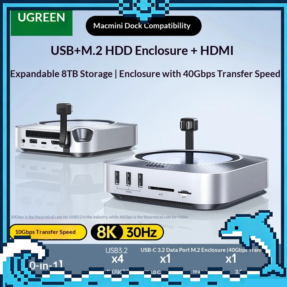 UGREEN 95503 Expansion Dock Expand 8TB Memory, Suitable For Macmini M4Pro To M.2 Hard Disk Enclosure Laptop Docking Stations