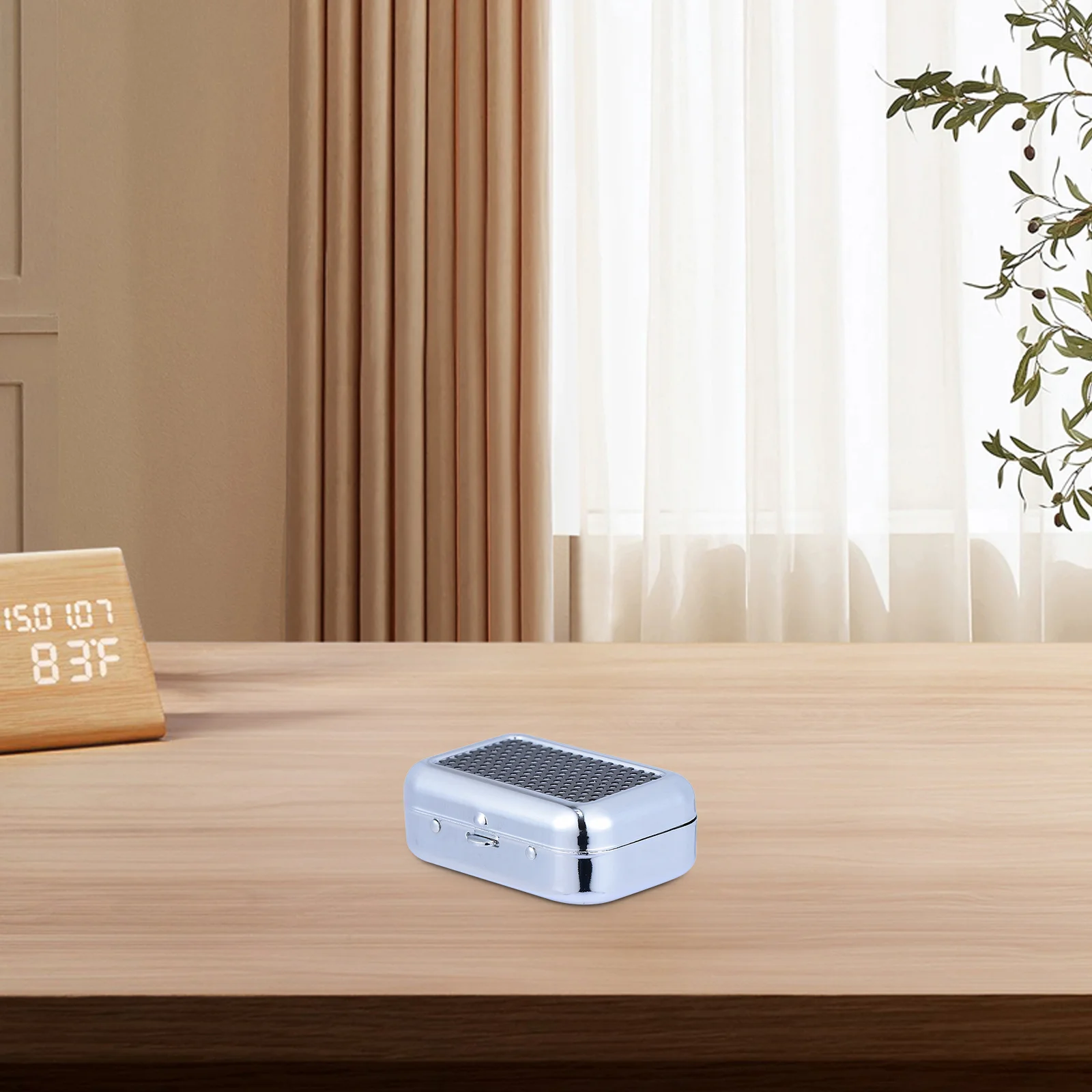 

Rest Case Portable Ashtray Home Metal Household Mini Black Stainless Steel