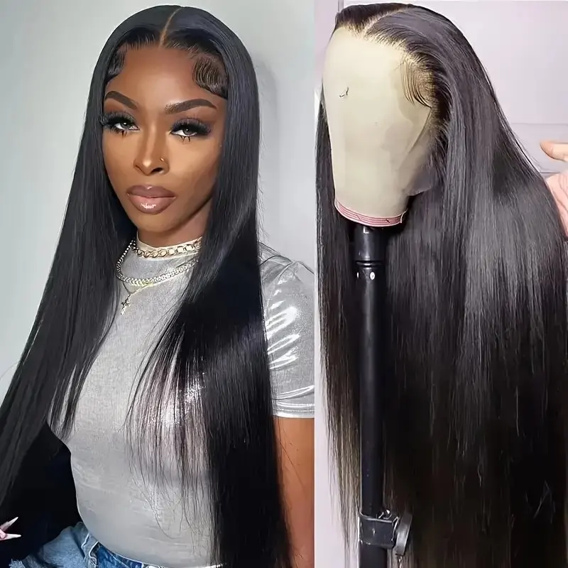 40 Inche 5x5 Glueless 13x4 HD Lace Wig  Natural Black Closure PreCut Human Hair Wigs Straight 150% PrePlucked For Women