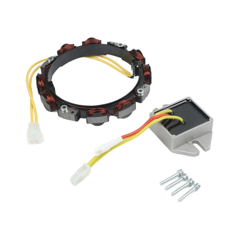 2Pin Stator Coil with Regulator for Lawn Mower Alternators Compatible 592830 696458 15.19cm x 14.91cm x 5.31cm