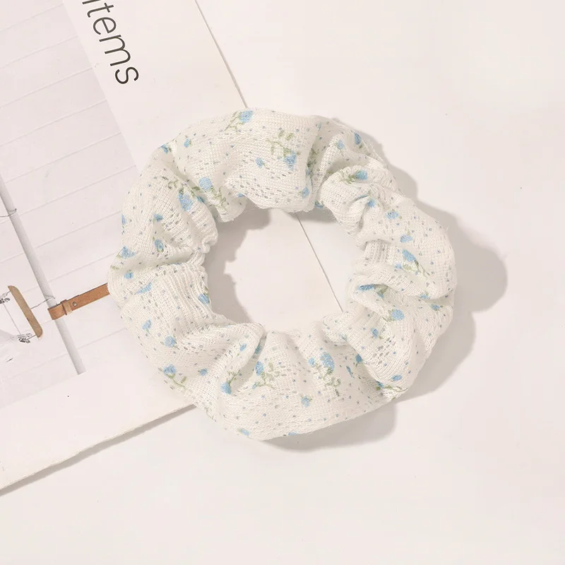 Scrunchies pequenos e frescos para meninas, laços florais, corda elástica, estilo coreano, acessórios para cabelo feminino, verão