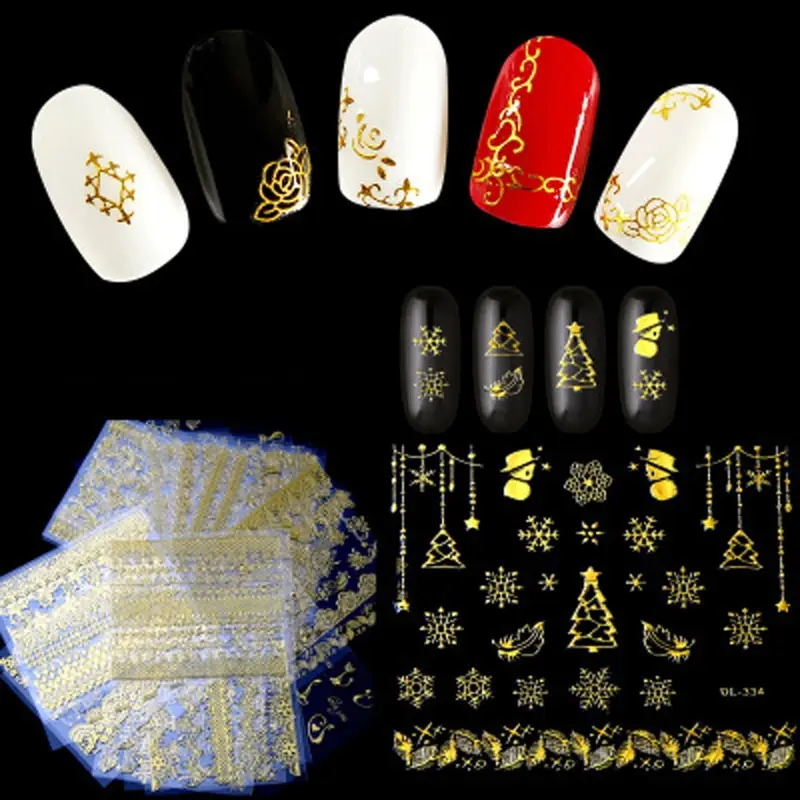 30 Stück Gold Nagel Aufkleber 3d Diamant Aufkleber Stick abstrakte Linie Muster selbst klebende Maniküre Dekorationen Aufkleber Aufkleber