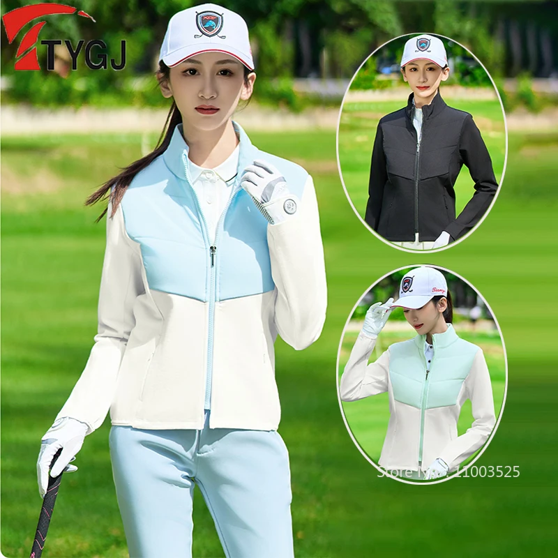 TTYGJ Women Golf Wear Cotton-padded Tennis Jackets Winter Windproof Warm Outwear Ladies Slim Windbreaker Coat Golf Clothing