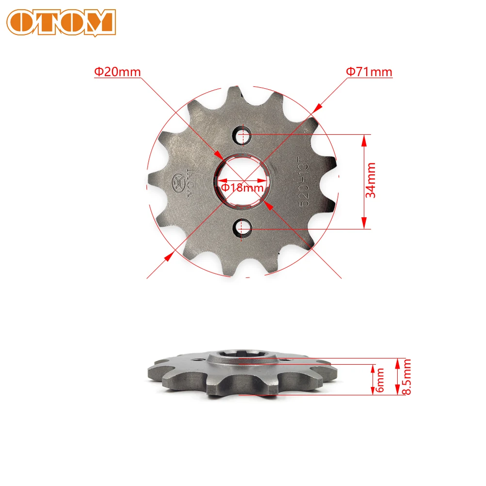 OTOM Motorcycle Front Sprocket 520-13T Forged Lightweight For ZONGSHEN PR250 PR300 ZS172FMM-5 Engine Drive Sprocket