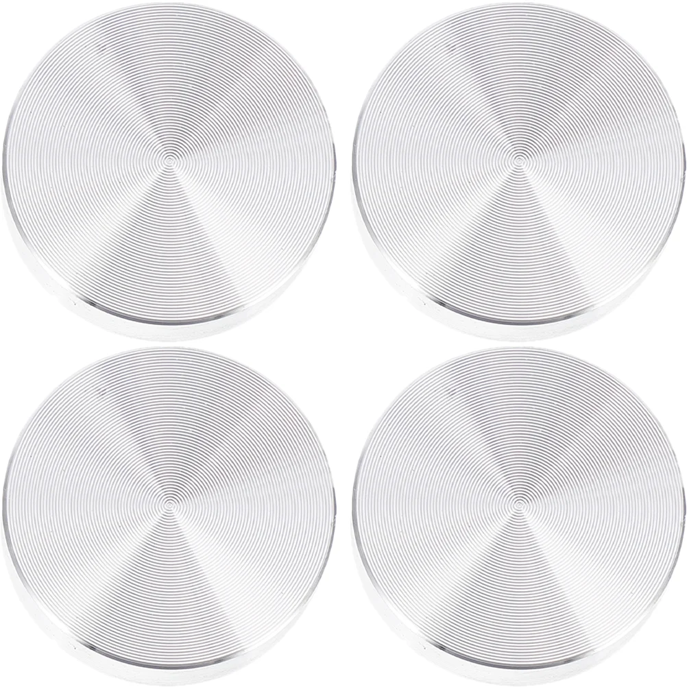 4 Pcs Round Solid Aluminum Cake Glass Tops Disc Table Alloy Silver Tables Circle