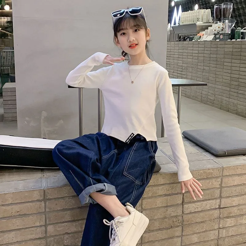 

Cropped Slit Top Clothes for Girls of 11 and 12 Years Kids Tween Girl Shirt Teenage 9 10 Elementary School Student Woman T-shirt