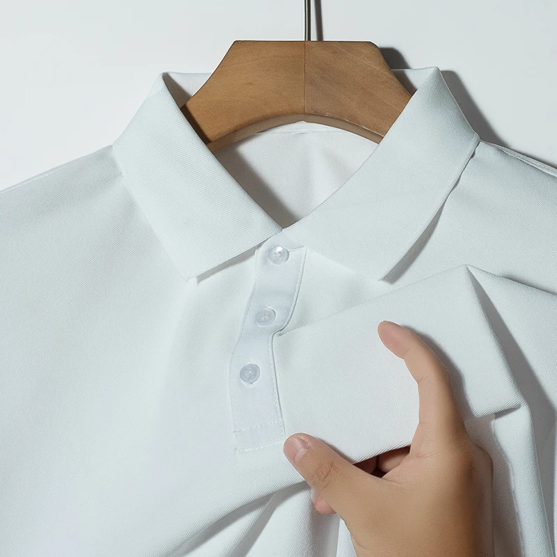 

Высококачественная мужская рубашка-поло с лацканами и длинным рукавом, осенняя новая однотонная рубашка с манжетами, деловая повседневная универсальная мужская одежда