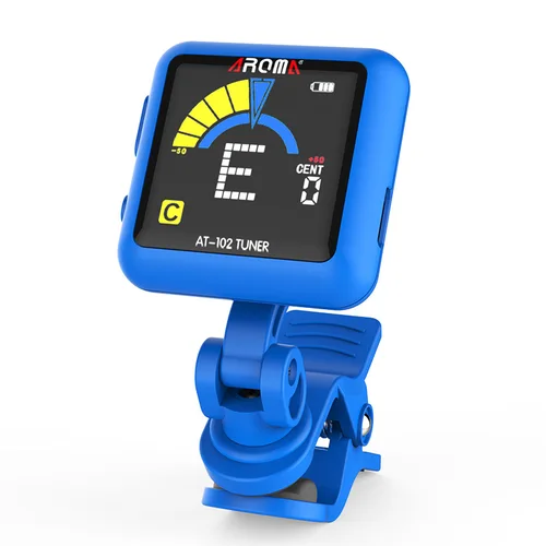 Afinador recargable AT-102 negro azul blanco USB recargable batería incorporada LCD grande de 360 grados para guitarra/bajo/ukelele/ violín