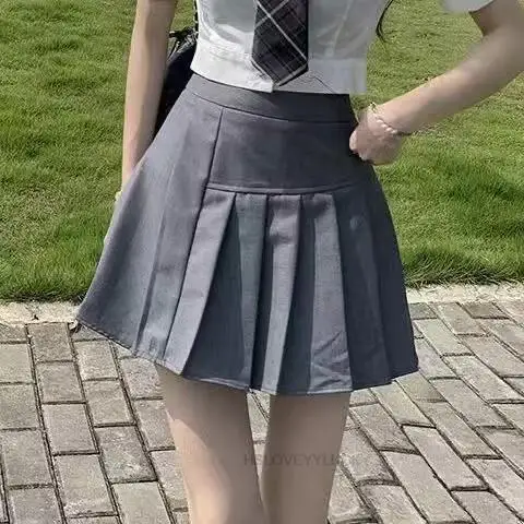 Sommer neue Mode Frauen Korea Uniform Stil JK Kleid Set Weste kurzes Hemd Plissee A-Linie Rock drei Stück Mädchen sexy JK Set