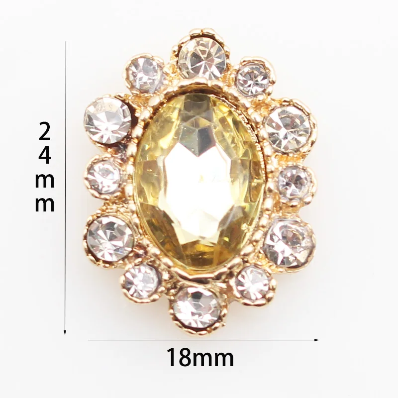 Gold Alloy Jewelry DIY Elliptical Acrylic Rhinestone Decorative Hair Accessories Invitation Card Decorative Materials