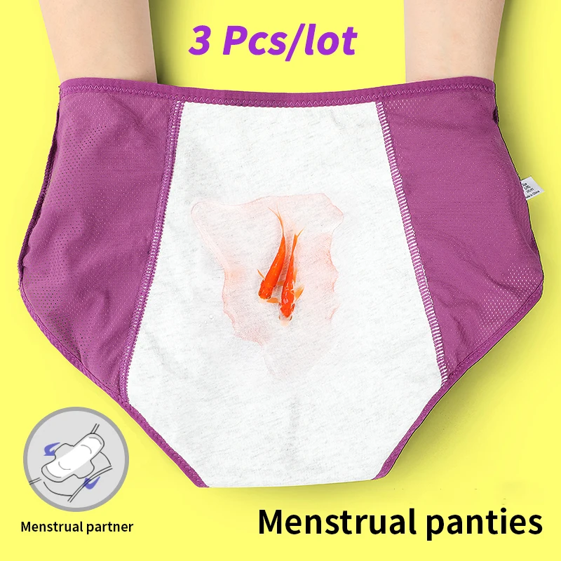 Menstrual Panties 3Pcs/Lot Leak Proof Cotton Panties For Periods Women Underwear Menstrual Female Waterproof Briefs Dropshipping