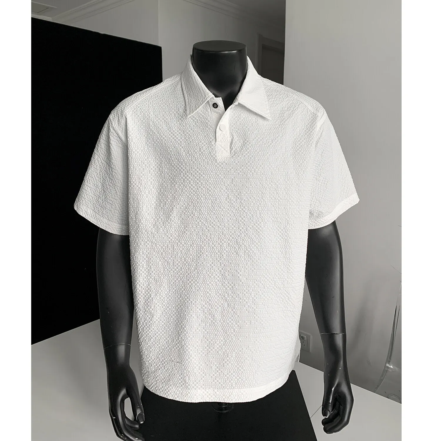 Short-sleeved T-shirt Men's 2026 Summer New Men's Thin Quick-drying Breathable Seersucker Lapel T-shirt Top Men's