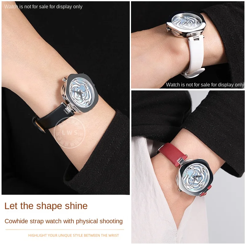 ل CIGA تصميم المرأة مقعر R سلسلة روز ساعة 32/39.5 مللي متر الهاتفي حزام من الجلد 12 مللي متر 16 مللي متر أحمر أبيض أسود براون حزام (استيك) ساعة أداة