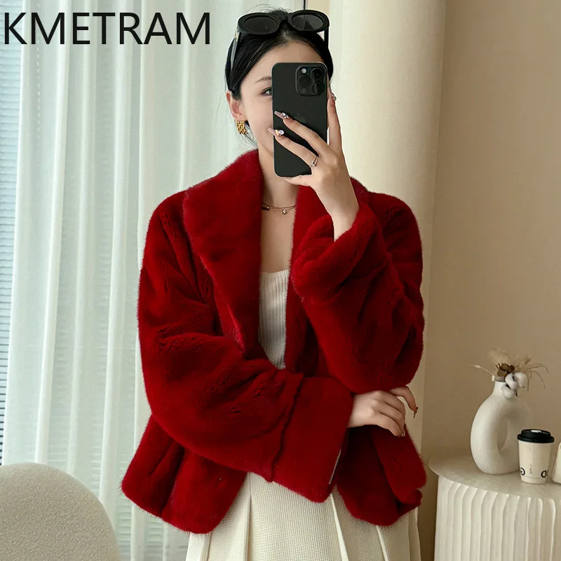 Natural Mink Fur Coat Woman Luxury Red Short Real Fur Jacket High Quality Winter Women Clothing Furry Jackets 2025 шуба женская