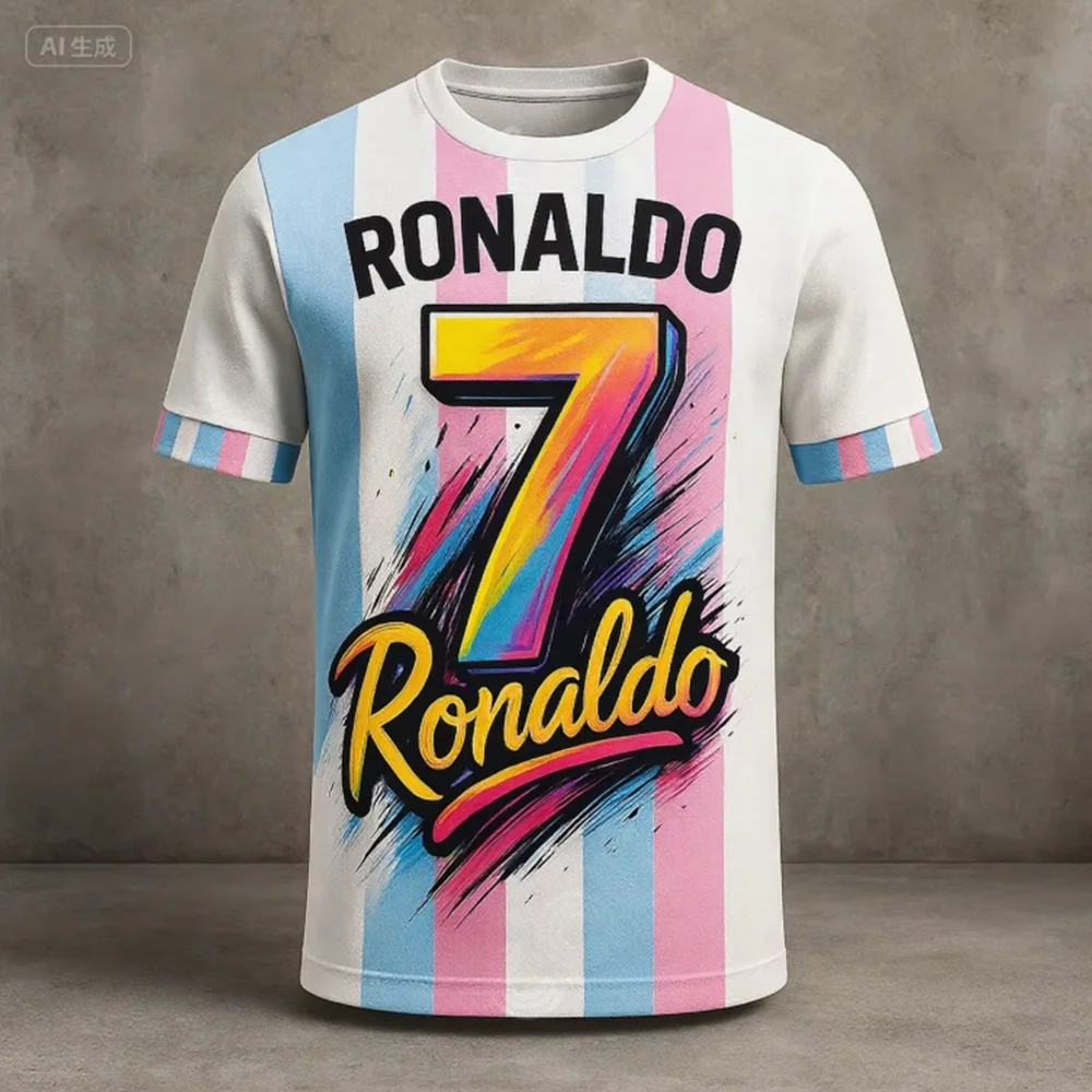 

Men's Football Shirt Cristiano Ronaldo #7 Printed 3D Printed Short-sleeved Tee Jersey Soccer Commemorative moto T-shirt for Fans