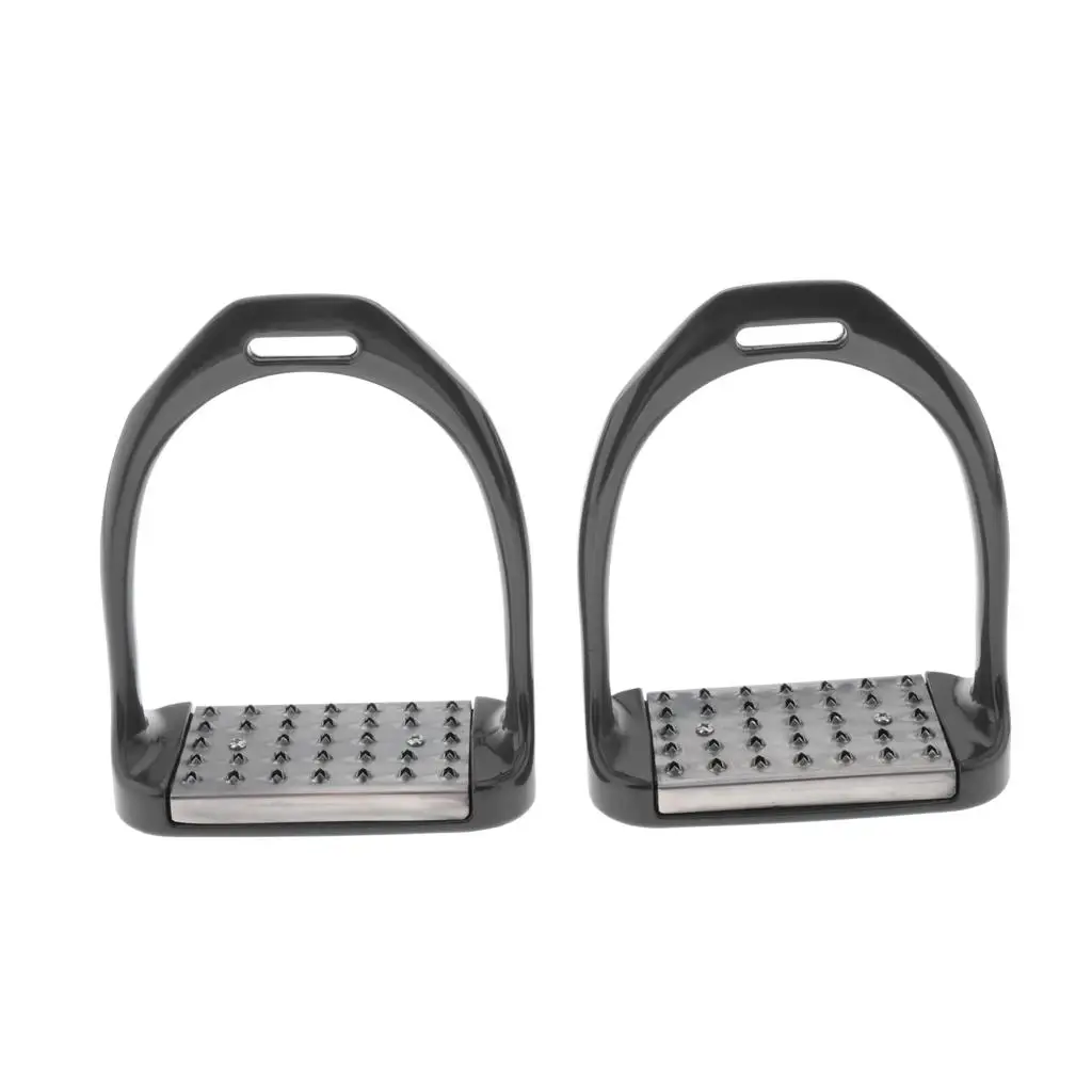 1 Pair Stainless Saddle English Riding Stirrups - Double Jointed Wide Base for Support