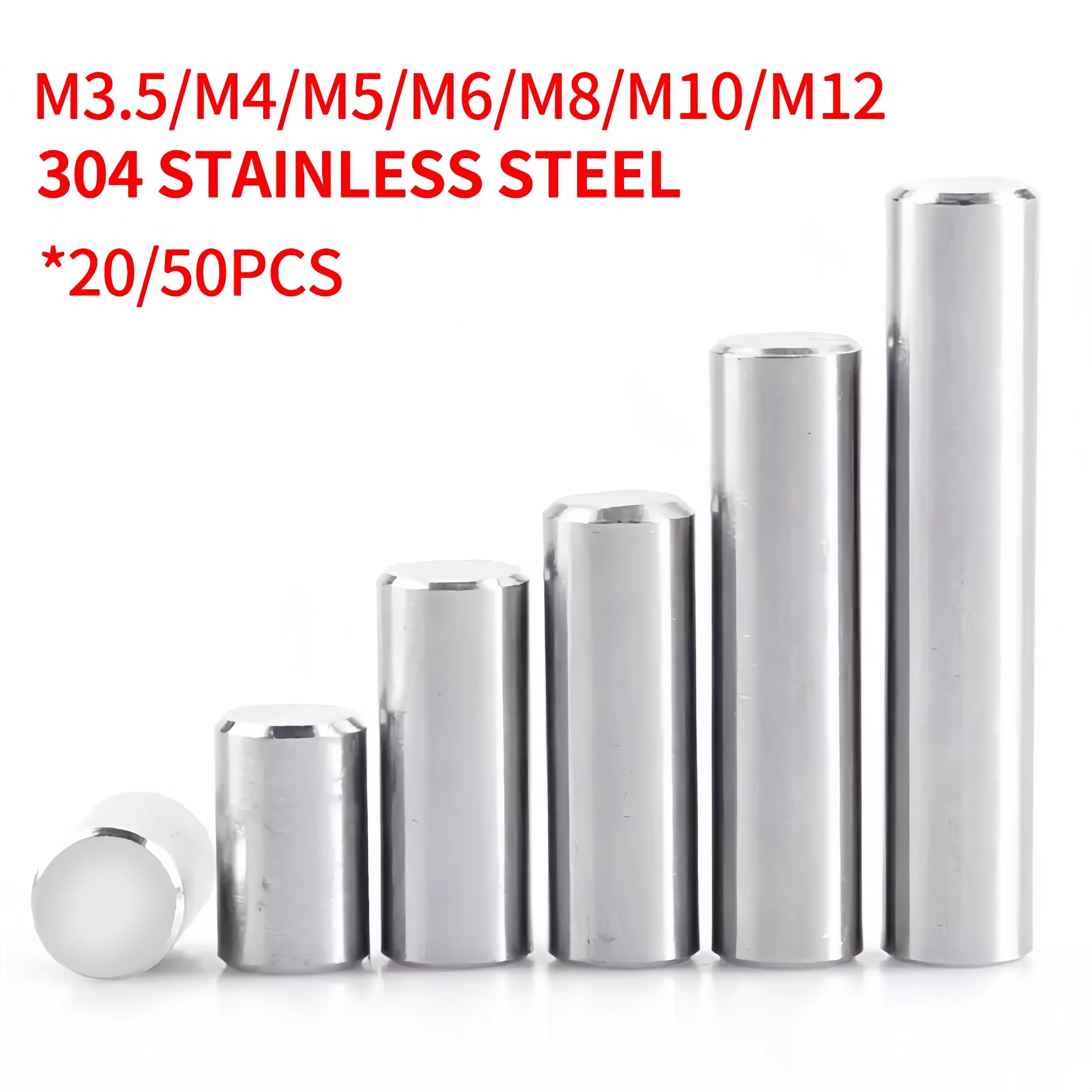 

M3.5/M4/M5/M6/M8/M10/M12 304 Stainless Steel Solid Positioning Cold Heading Process Chamfer 5-100mm Cylinder Parallel Pin