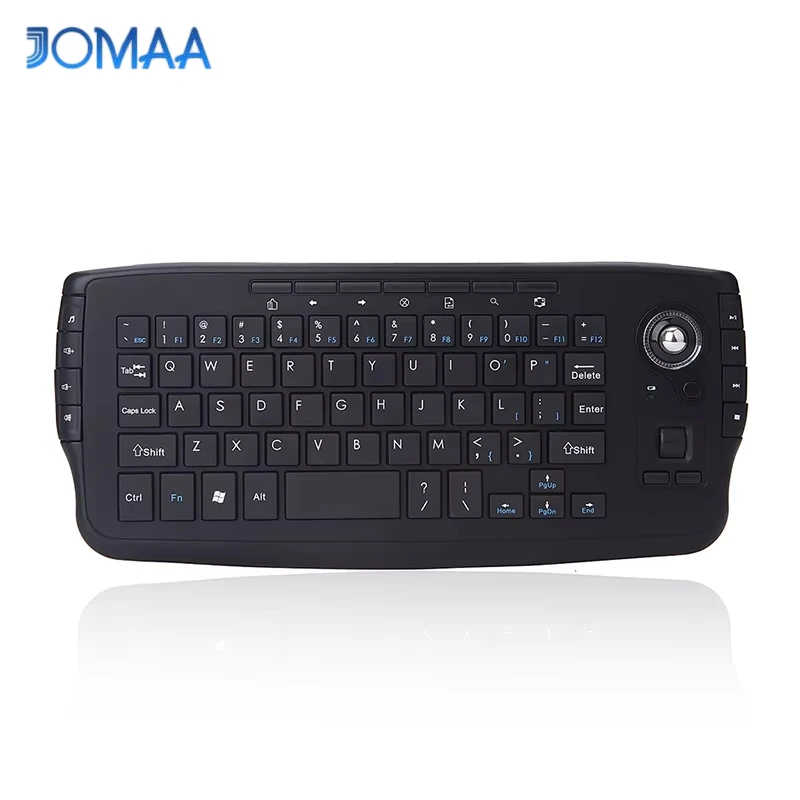 

JOMAA 2.4G Wireless Ergonomic Keyboard Mini Size Decent Design Keyboard 15 Multi-Media Key Gaming Keyboard With Trackball For Wi