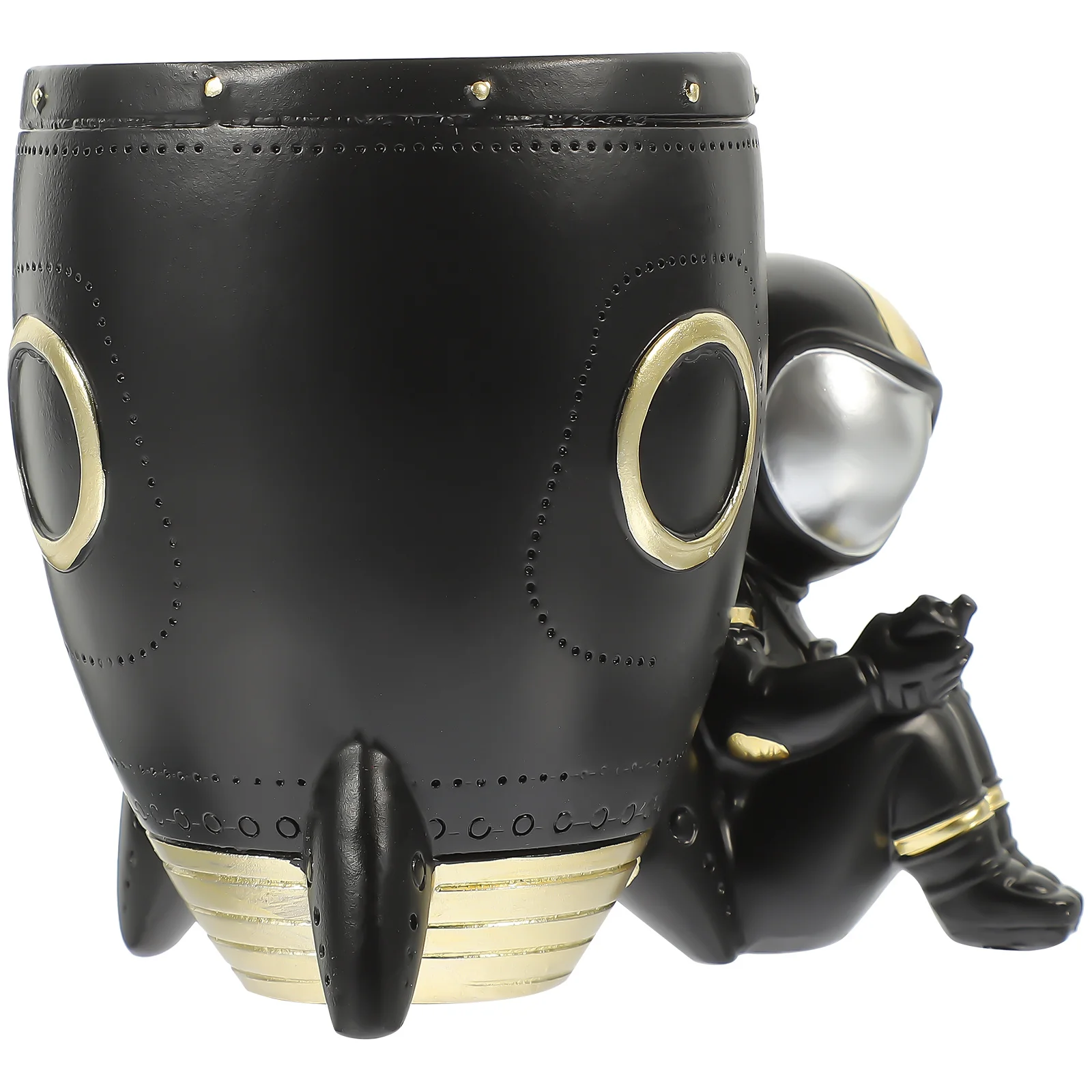 

Resin Astronaut Pencil Holder Fun Moon Design Multi Purpose Stationery Pot Desktop Organizer for Office School Makeup Brush