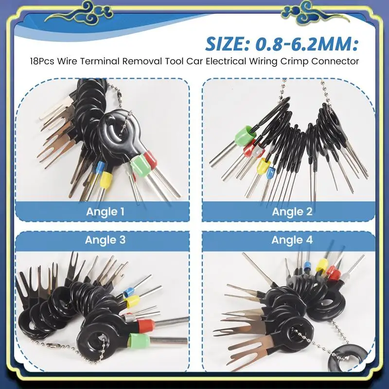 

AU16-18Pcs Инструмент для удаления клемм проводов Автомобильный обжимной разъем для электрической проводки