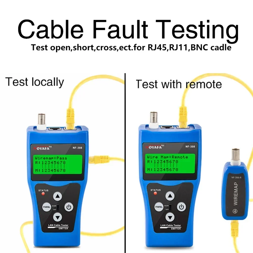 NOYAFA NF-308 Network Cable Tester LAN Measure Length Cables Continuity Test Wire Tracker BNC RJ45 RJ11 Ethernet Cable Tracker