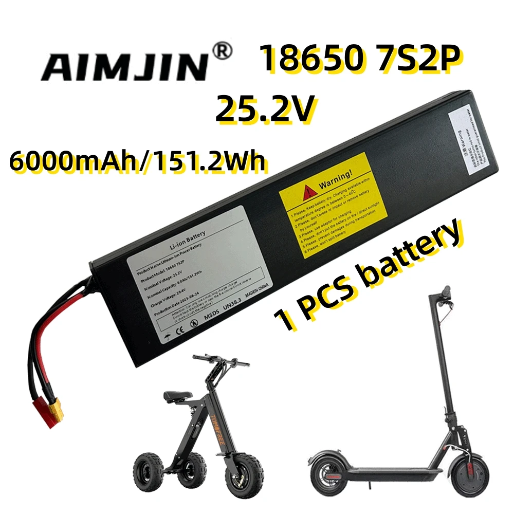 

25.2V 6000mAh 7S2P 18650 li-ion Rechargeable Battery Pack For Electric Bicycle Moped Balancing Scooter+2A Charger