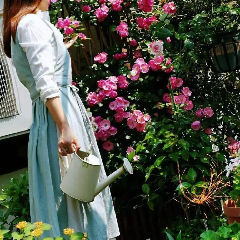 Florist Cotton Linen Apron Gardening Coffee Flower Shops Home Garden Kitchen Aprons for Woman Cooking Baking Retro Long Dress