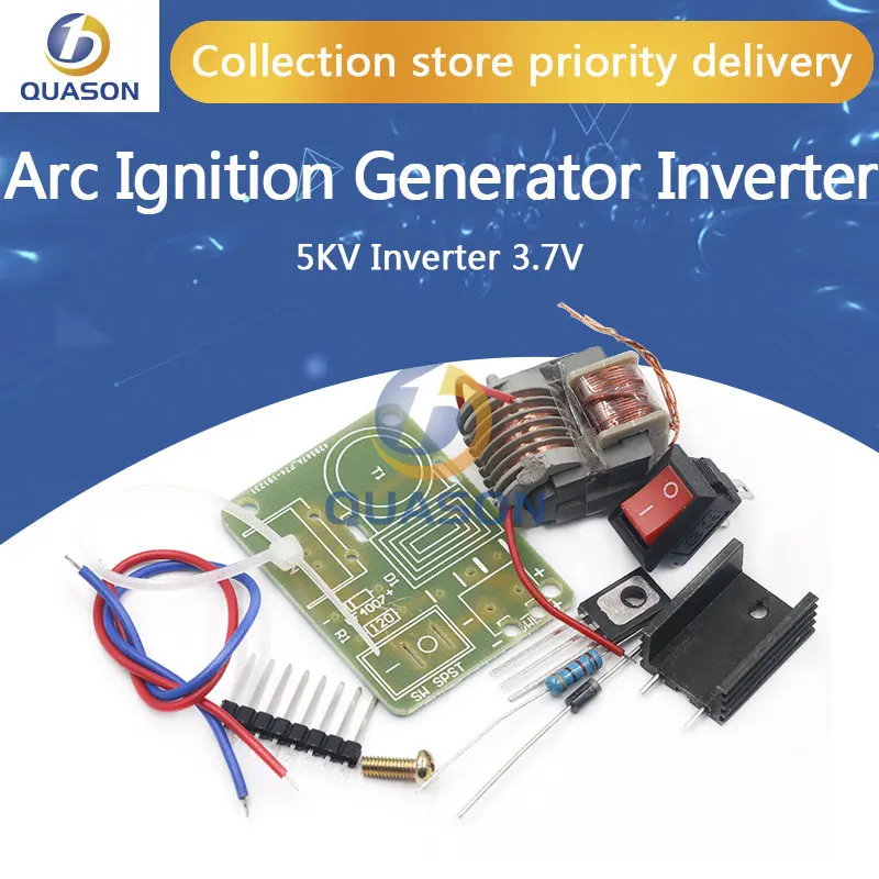 15KV High Frequency DC High Voltage Arc Ignition Generator Inverter Boost Step Up 18650 DIY Kit U Core Transformer Suite 3.7V